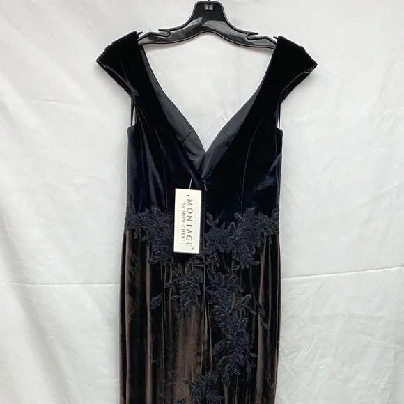 Montage by MonCheri velvet sleeveless long gown with shawl - Picture 8 of 10
